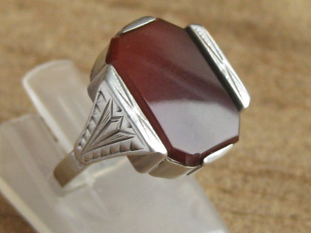 Anelli: Antik Ring Silber 800 + WB Karneol Gr. 50 – Usato da Ermatingen venduto da Decovin 1