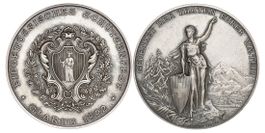 Schützenmedaille "Glarus" von 1892 Mattprägung (Ag, FDC)