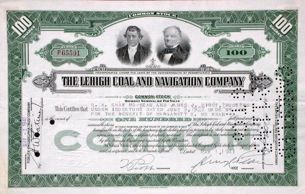 Documenti: Lehigh Coal and Navigation Company - 1941 – Usato da Solothurn venduto da Sgasche