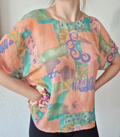 SHIRT TUNIKA BLUSE VINTAGE M 38 SCRUNCHIE , TOP ZU JEANS
