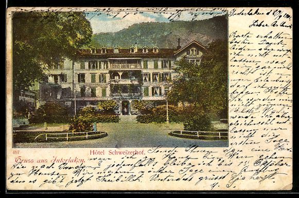 Cartoline postali: AK Interlaken, Hotel Schweizerhof, 1901 – Usato da Berlin venduto da bartko-reher