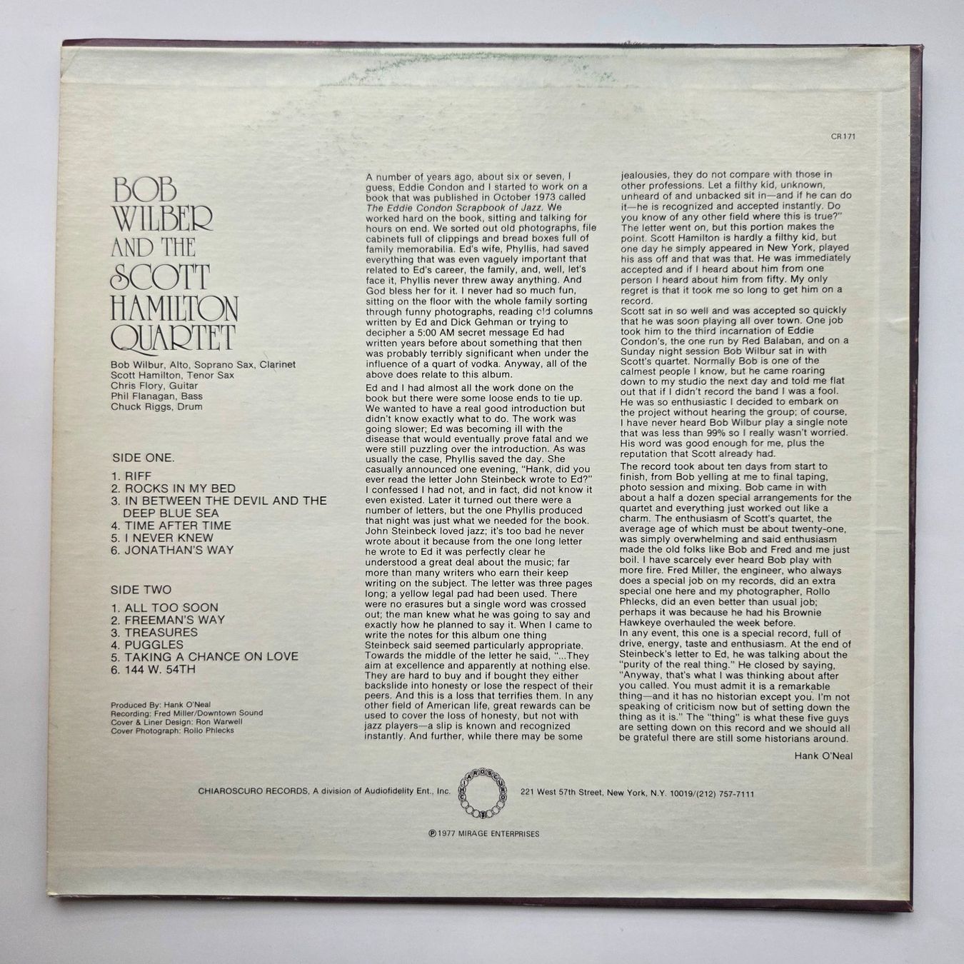 Dischi in vinile: Bob Wilber & Scott Hamilton Quartet - Same - Vinyl LP - 1977 – Usato da Wilen b. Wollerau venduto da weiherblick 1