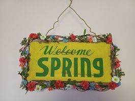 neu: Frühlingsschild "Welcome Spring", Türschild, Dekoration