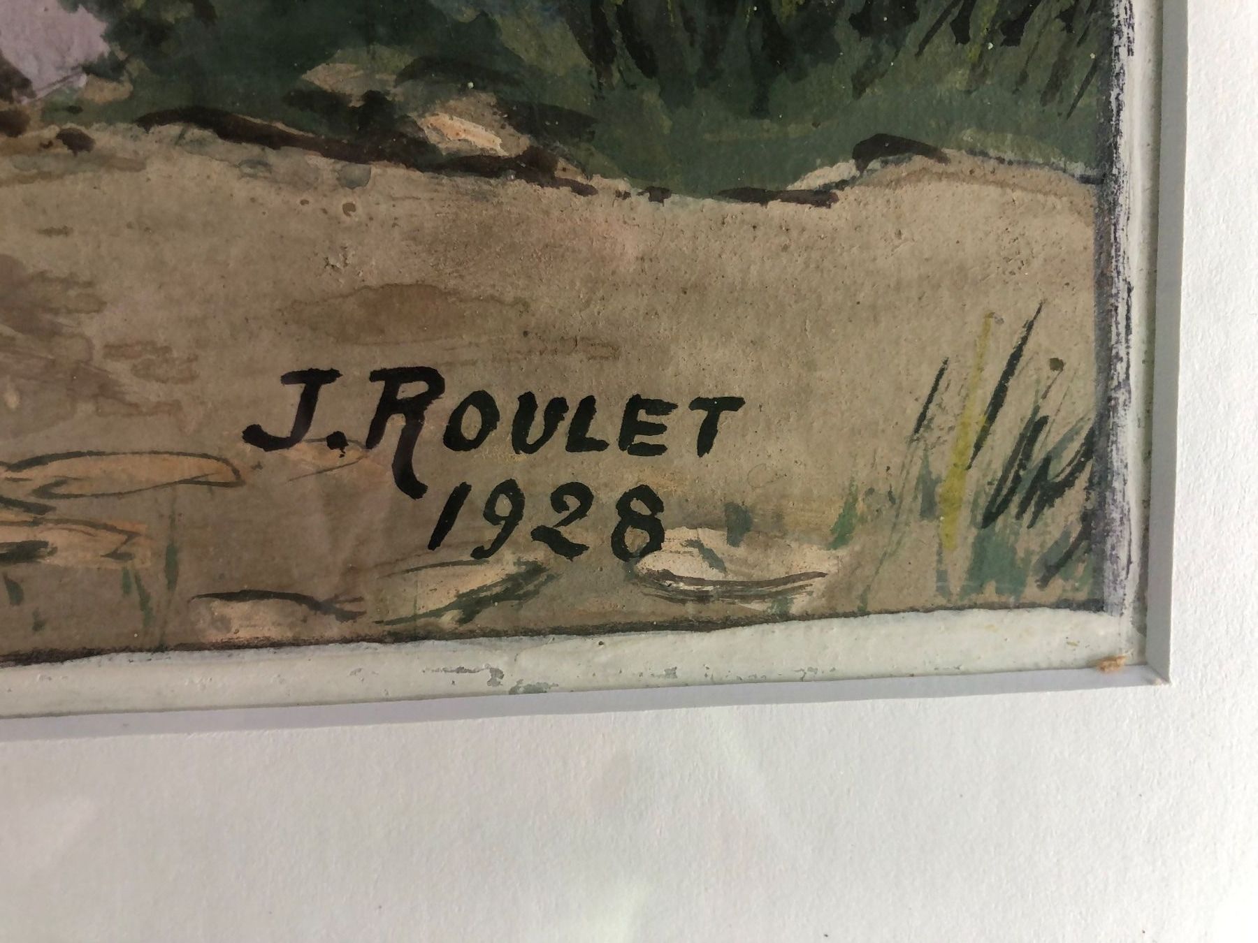 Dipinti: Gouache, Aquarell " Flusslandschaft", sign. J. Roulet 1928 – Usato da Bern venduto da vintageartbern66 4
