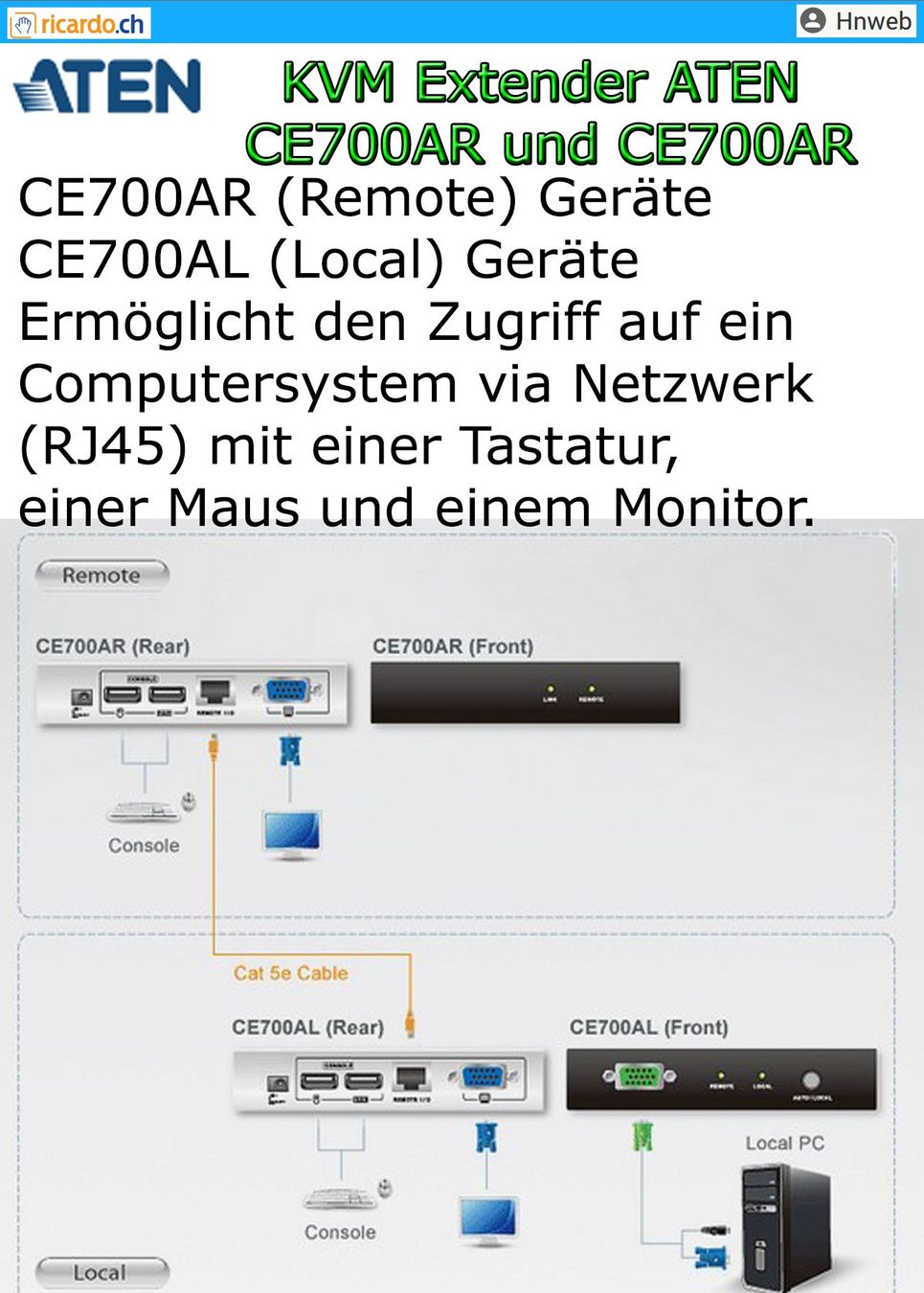 Unità & Adattatore: ATEN Proxime CE700AR USB KVM Remote Console Extender – Usato da Kaisten venduto da Hnweb 1