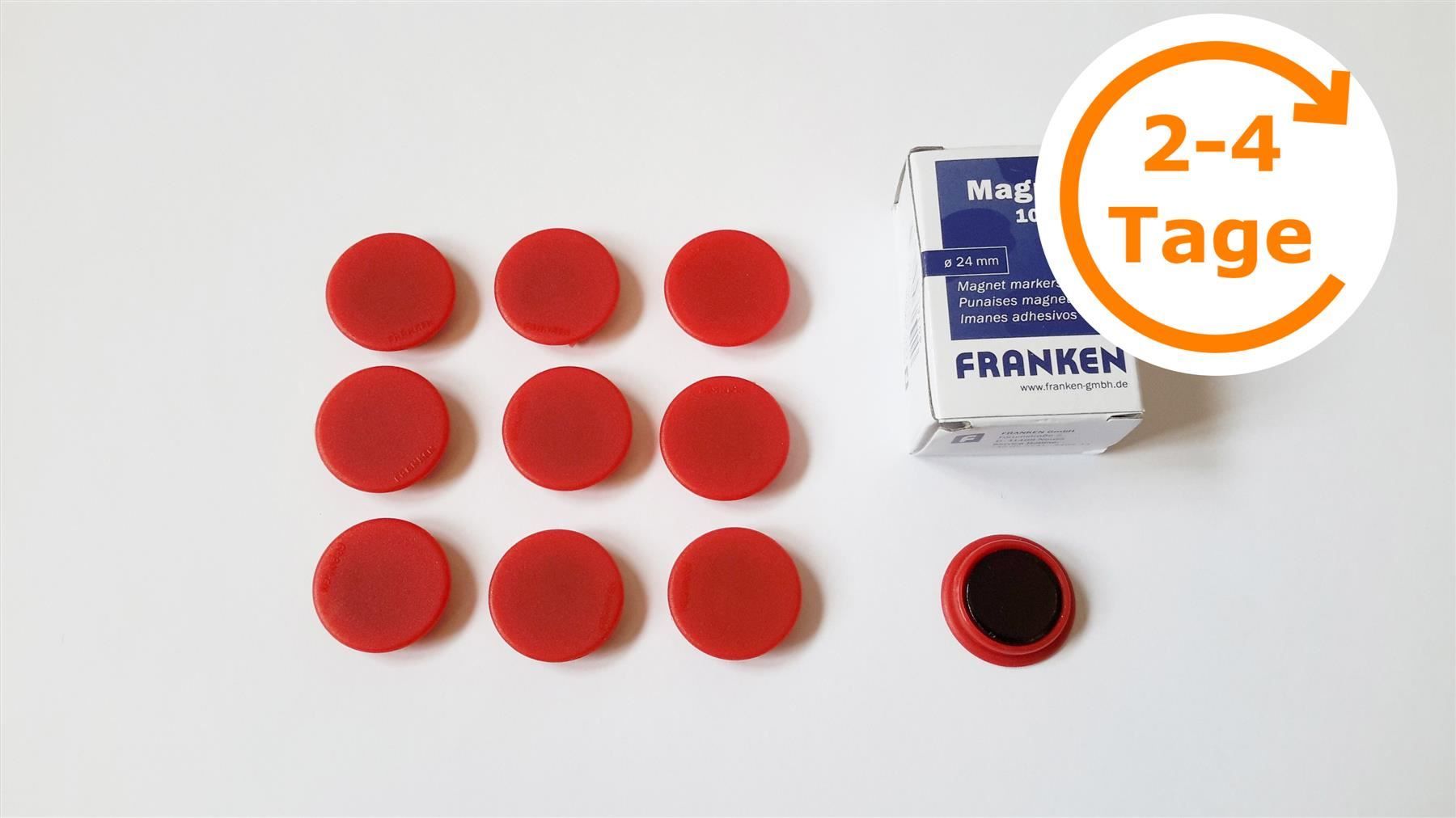 Magnete: Magnete 10 Stück, 24 mm, rot – Neu und originalverpackt aus St. Gallen von cointec