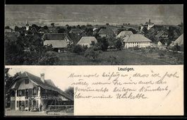 AK Leuzigen, Gasthaus, Blick über den Ort