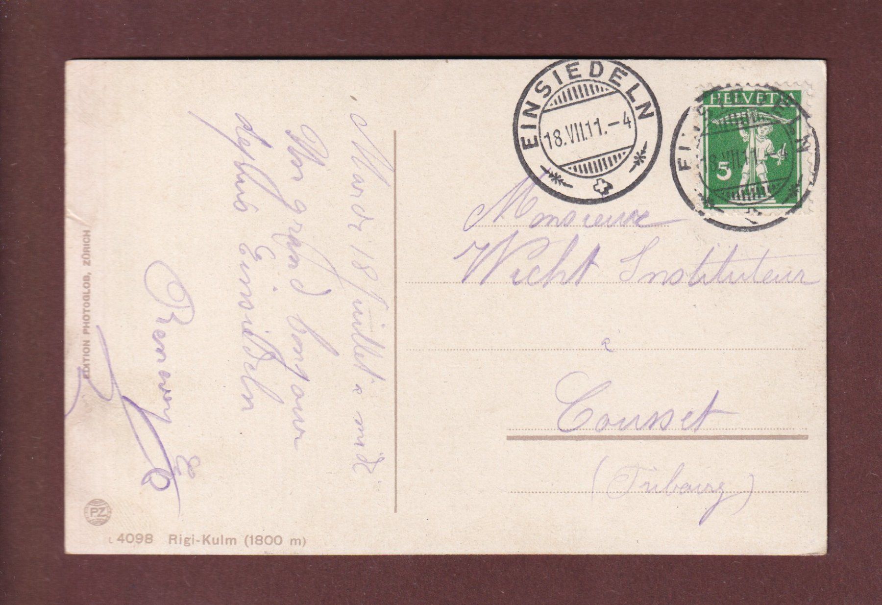 Ansichtskarten: RIGI-KULM - Leute - 1911 – Gebraucht aus Pully von nicecards-shop 1