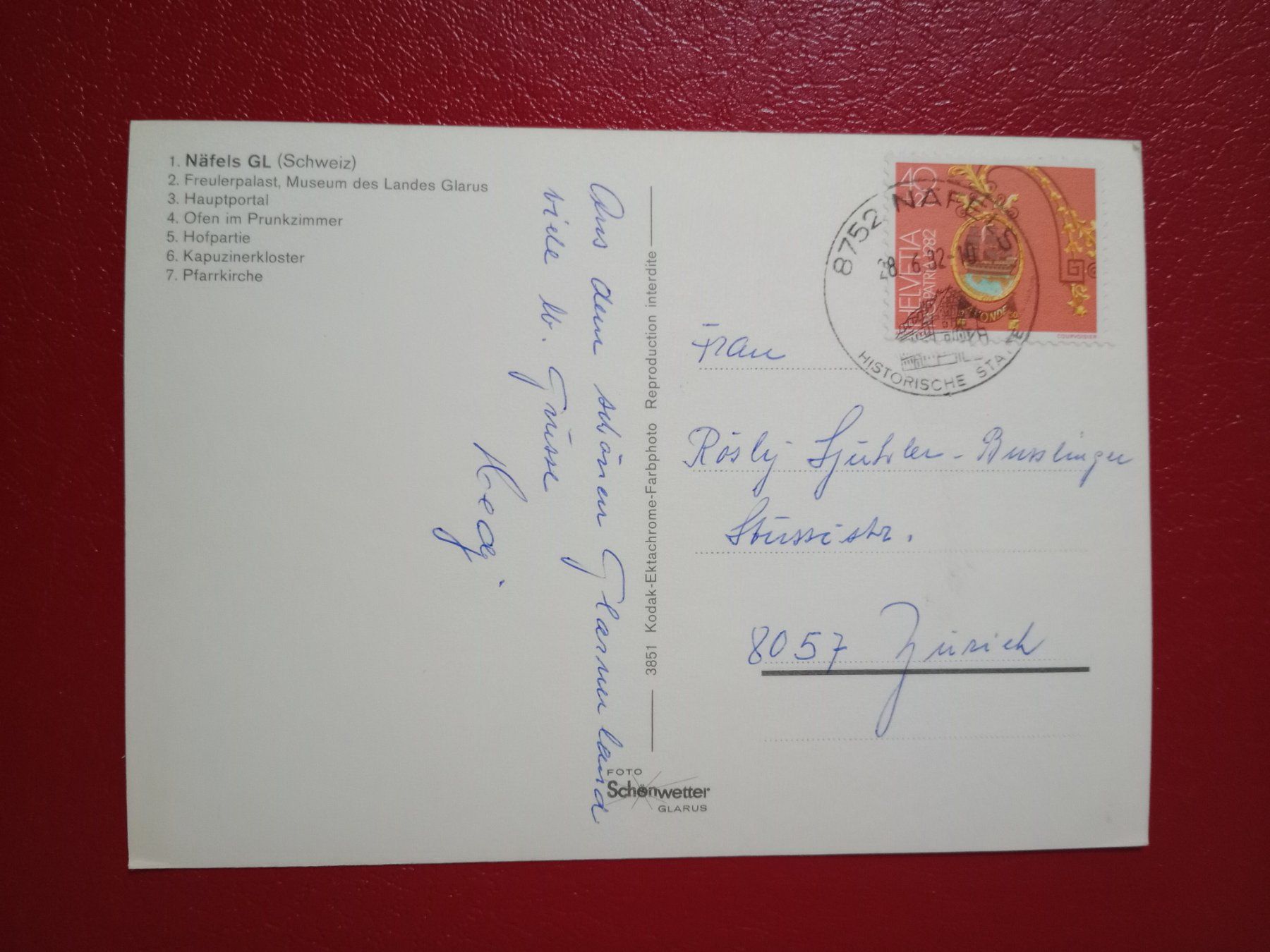 Cartoline postali: Näfels Glarus mehrbildrig 1992 – Usato da Küttigen venduto da Melisch1000 1
