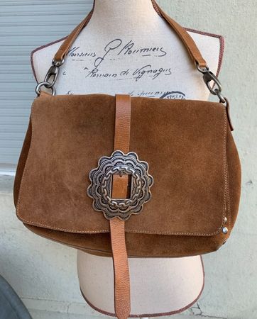 Superbe sac cuir REHARD 100%vraie peau de daim boucle métal