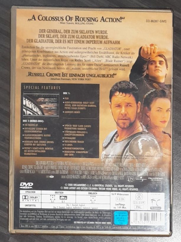 Tutti i DVDs: Gladiator - Russell Crowe -  Spielfilm DVD – Usato da Steffisburg venduto da FutureOne 1
