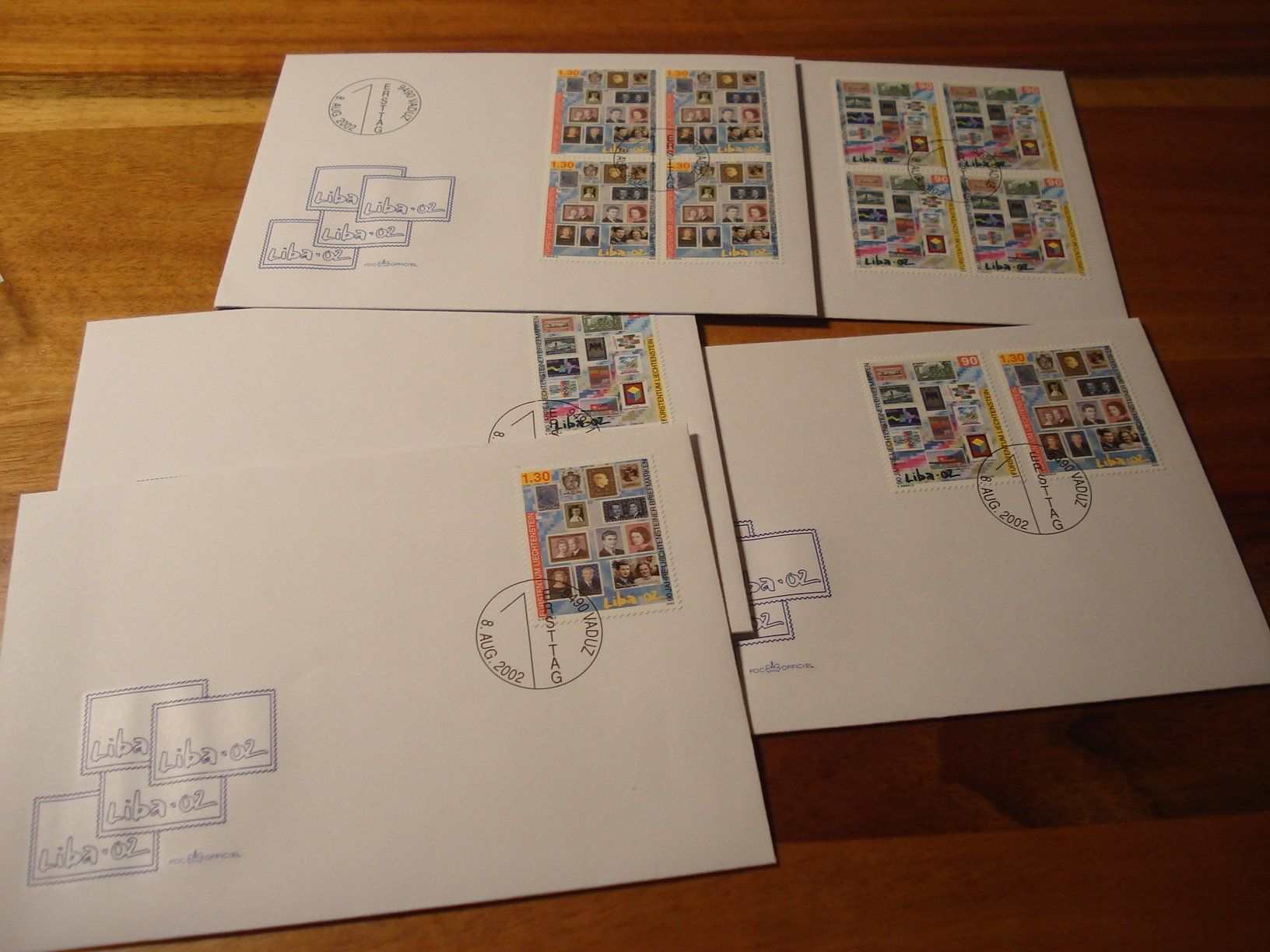 Alle Briefmarken: Liechtenstein 2002, LIBA'02, FDC Satz, Einzel + 4erbl – Gebraucht aus Niederwil AG von morostahu 1