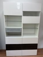 Möbel weiss mit Glas und Schubladen, H:195/B:120/T:40