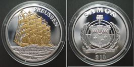 SAMOA 10 Tala 2010 PREUSSEN Silber, teilvergoldet, RAR! PP