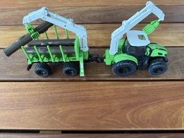 Siku Forst Traktor mit Anhänger - Holztransport im Wald!
