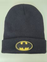 Strickmütze, Beanie schwarz mit Batman-Logo