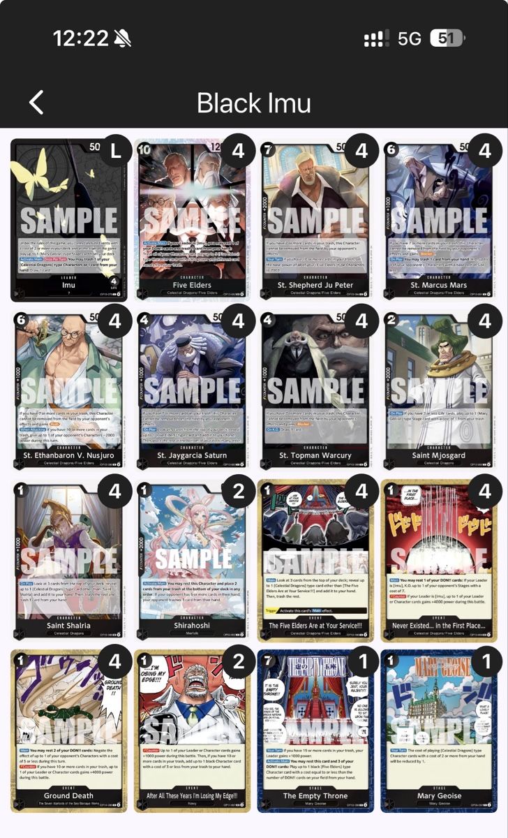 Bandai Sammelbilder & Trading cards: One Piece black Imu Deck – Gebraucht aus Liestal von notMada