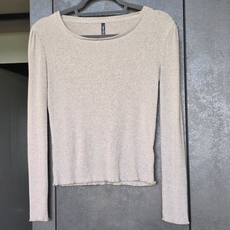 🐸 PULLOVER BEIGE S RIPP FEINSTRICK TOP ZUSTAND