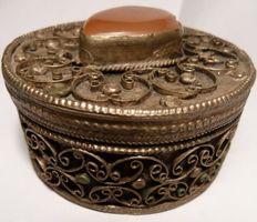 SEHR SCHÖNE ZISILIERTE ANTIKE- DOSE-2.)-SELTEN-6,5 x 4 CM