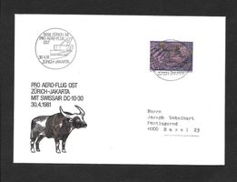 Swissair Jubiläums-Sternflug Zürich - Djakarta 30.4.1981
