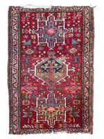 Ancien tapis persan Qarajeh laine noué main, Iran. 90x60 cm