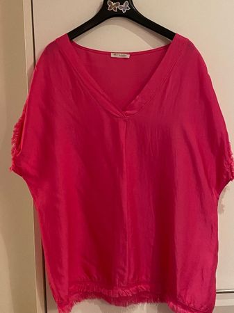 Stilvolle Viscose-Bluse m. Fransen 101 DESIDERI - Pink Gr.40