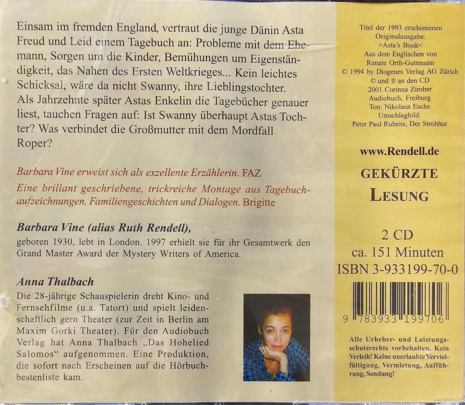 Audiolibri: Barbara Vine - Astas Tagebuch – Nuovo e nell'imballaggio originale da Wahlen b. Laufen venduto da Cg10 1
