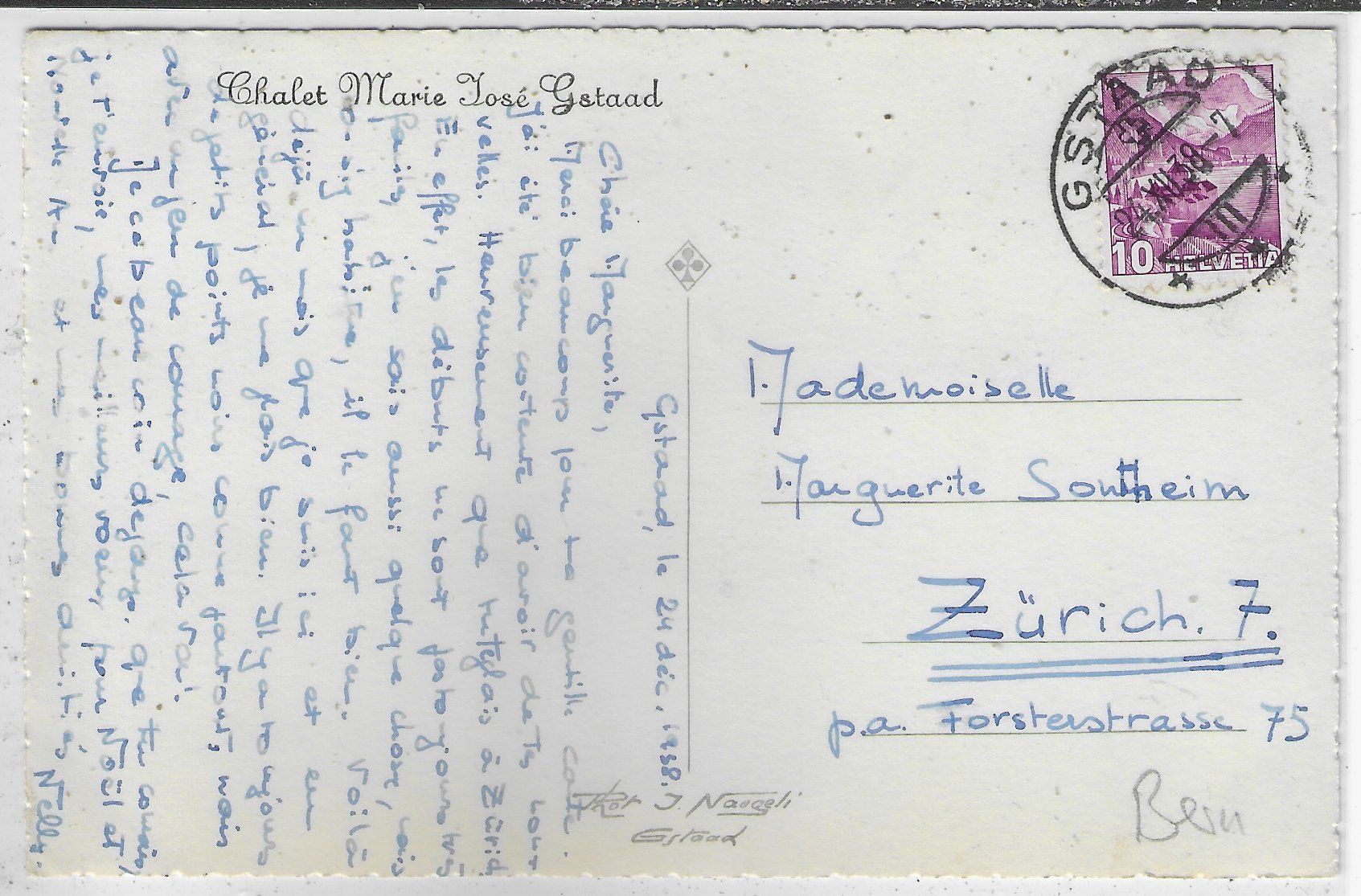 Cartoline postali: Gstaad - Chalet Marie Jose im Winter – Usato da Ettingen venduto da Kartenplanet 1