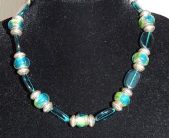 SCHÖNE KETTE «MURANO» ITALY AQUA COLOURS 45 CM NEU