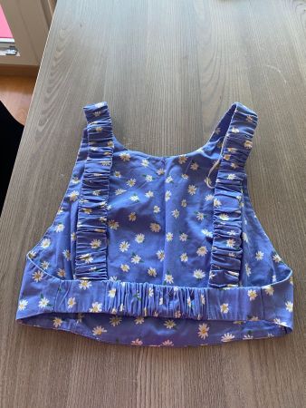 Zara Crop Top, blau mit Gänseblümchen, Grösse M - Sommer!