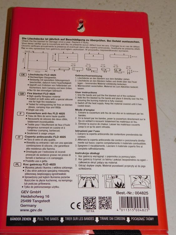 Löschdecke Für Fettbrände 1m - 2er Set Brandschutzdecke Aus Glasfaser Für Küche & Haushalt