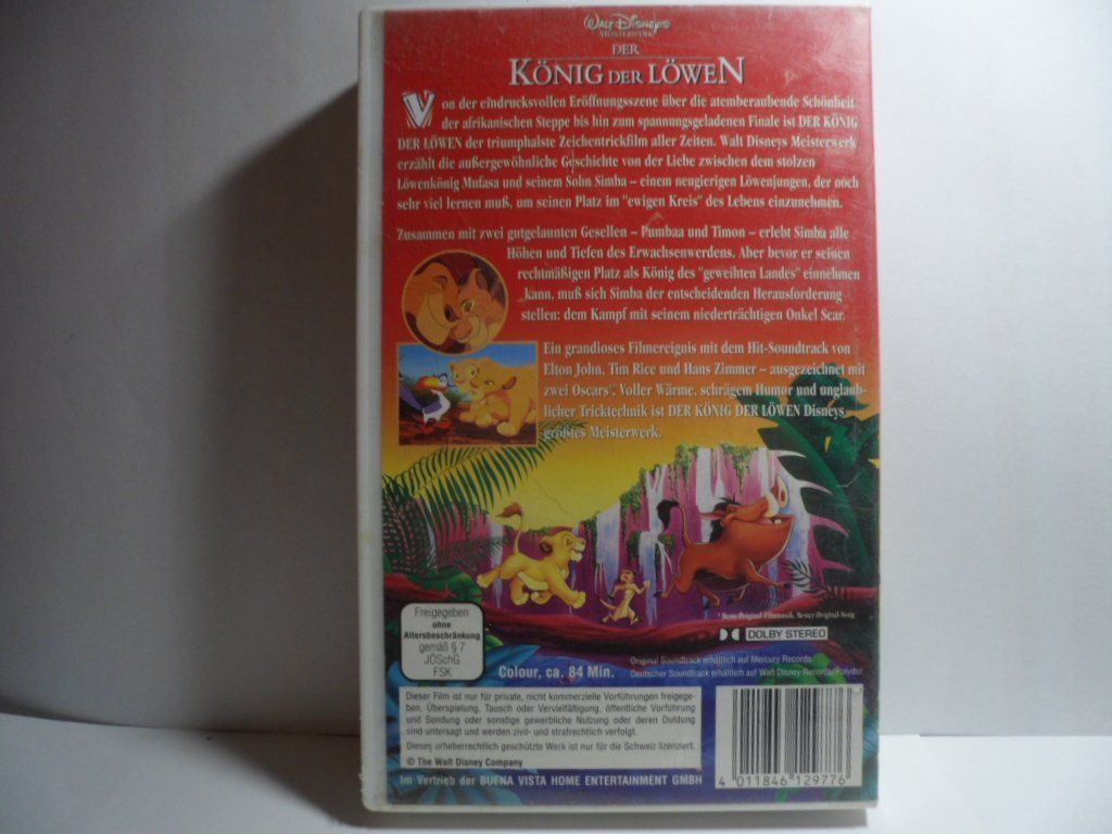 Tutti i VHS: VHS   Walt Disneys   KöNIG DER LöWEN – Usato da Langnau i. E. venduto da mar_hw58 1