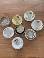 Kaffee-/Espressotassen-Set, 8 tlg. mit Goldrand Vintage