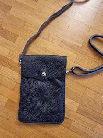 Sac bandoulière mini cuir bleu marine