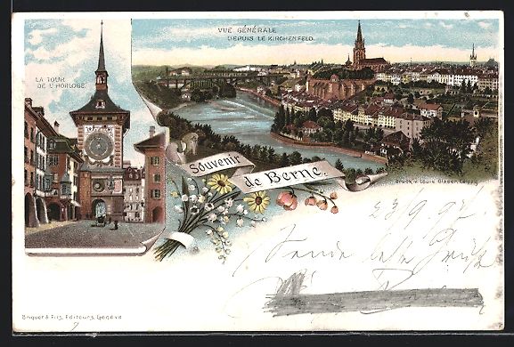 Cartes postales: Litho Berne, Vue Générale depuis le Ki – D'occasion à Berlin par bartko-reher