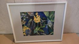 Gerahmtes Gemälde: Gelbe Blumen, Öl auf Leinwand🖼️25.8x31.8