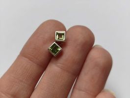 Grüne Peridot Ohrstecker mit Silberfassung 925 Silber