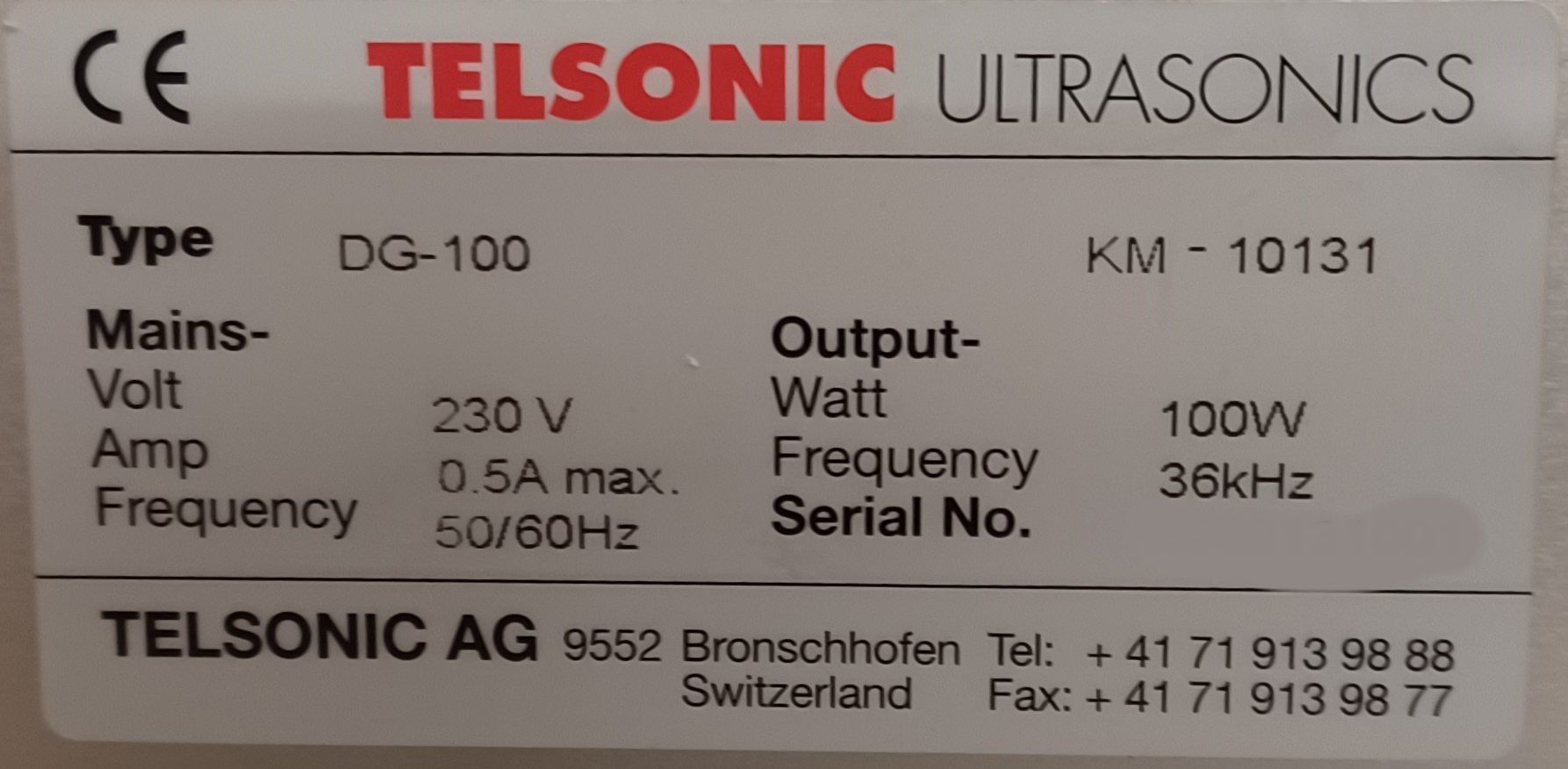 Accessori da laboratorio: Telsonic DG-100 Microcomputer controlled ultrasonicprocessor – Usato da Niederdorf venduto da LeptonAG_Labor 5
