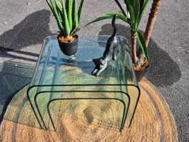 Table basse en verre courbé style Angelo Cortesi années 1970