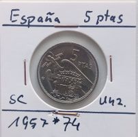 SPANIEN - 5 PESETAS 1957*74  UNZIRKULIERT IM MUENZKARTON