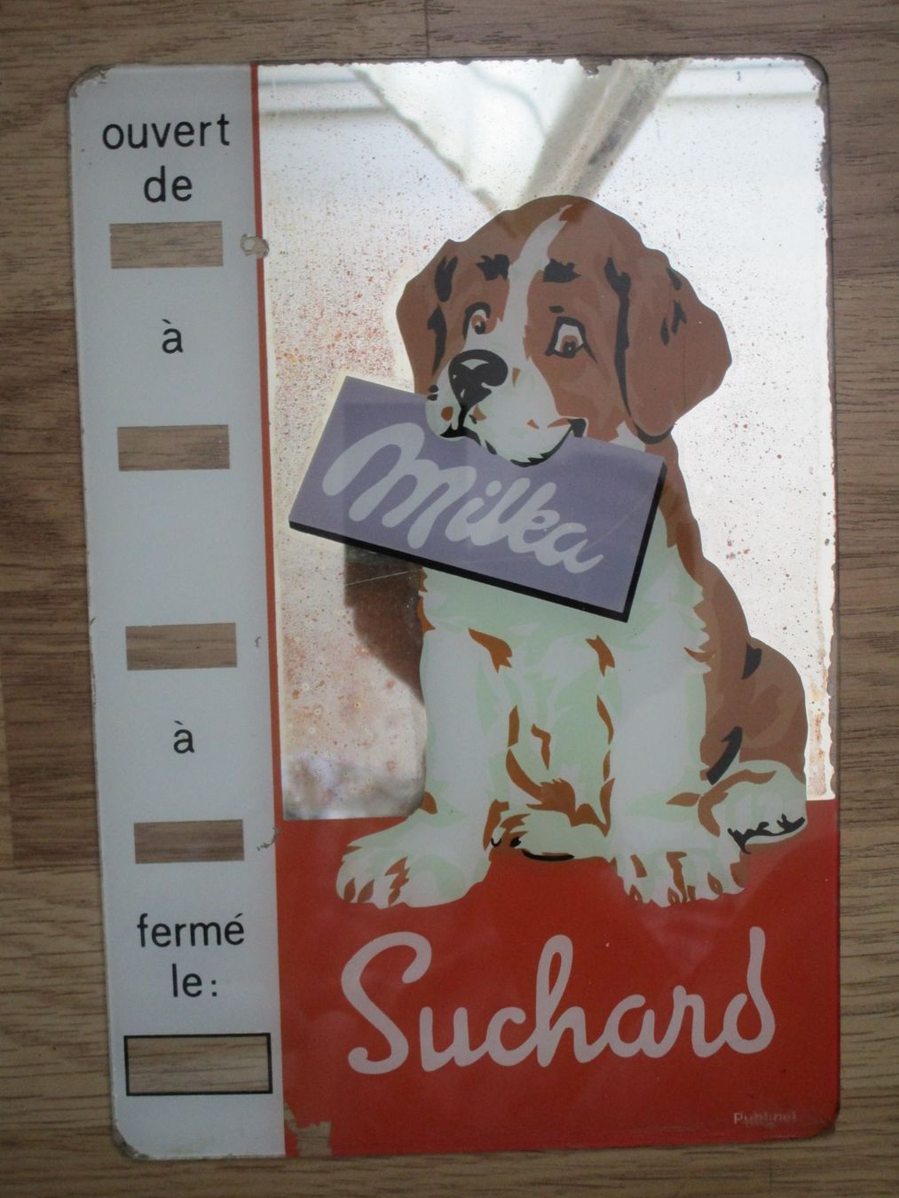 Suchard Insegne: Werbeschild hinter Glas  Milka Schokolade Suchard – Usato da Heimberg venduto da Lupo57