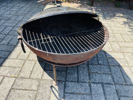  FeuerschaleGrill mit Deckel Durchmesser 60cm leicht rostig