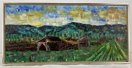 Hermann Nüesch: Schweizer Landschaft – Öl auf Platte, 1971