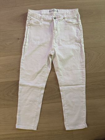 Pantalon jeans blanc élastique 7/8 semi long taille XL