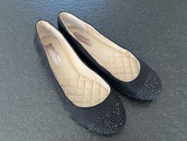 Elegante Ballerinas Gr.37 Schwarz Strasssteine Hochwertig