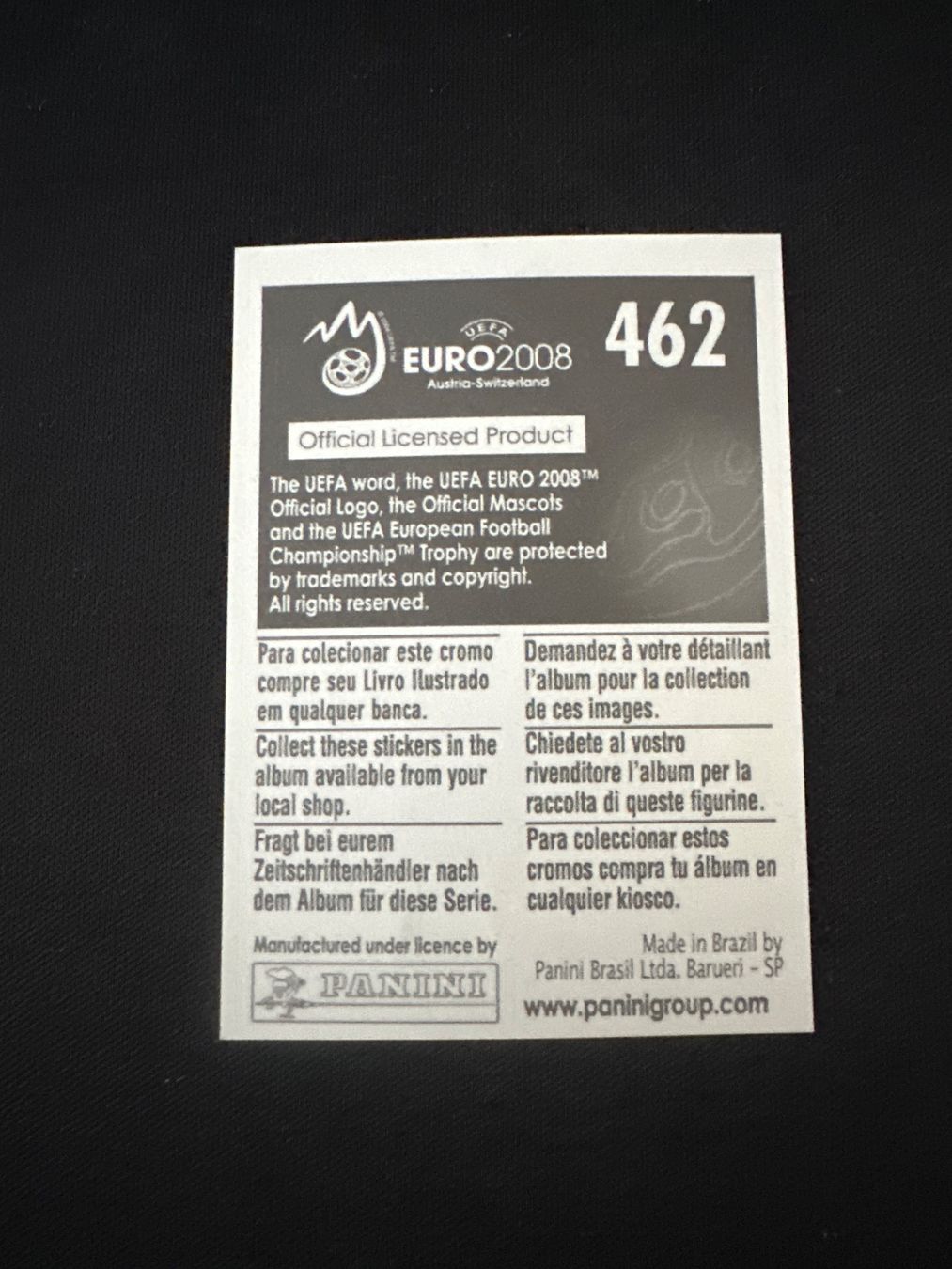 Panini Carte collezionabili: Panini UEFA EM 2008 Sticker - Nr. 462 – Usato da Sulz AG venduto da DealWerk 1