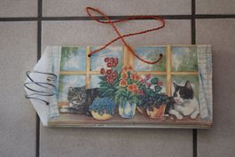 Katzenbild auf Ziegelstein gemalt