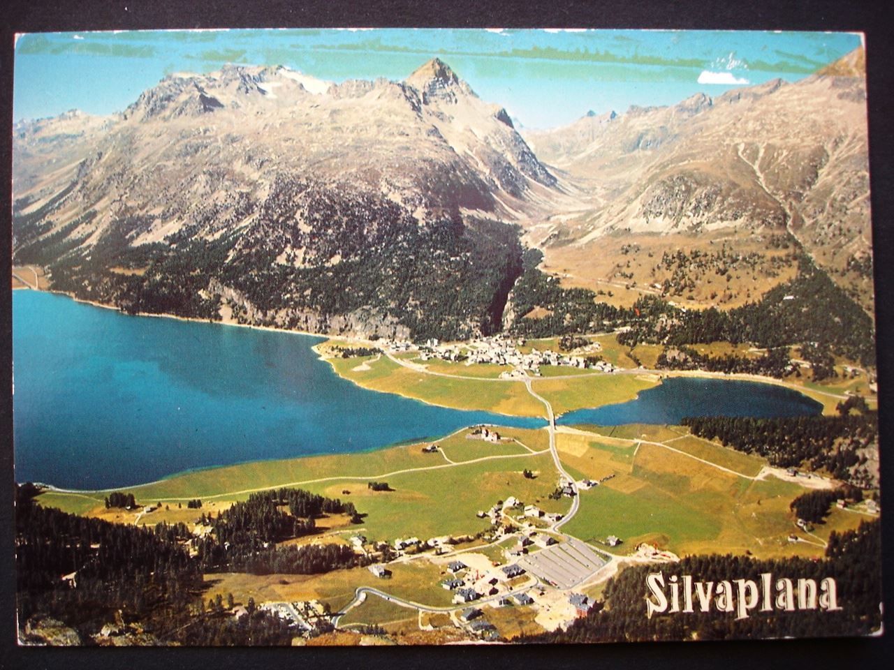 Cartoline postali: SILVAPLANA-SURLEJ mit Julierpassstrasse – Usato da Jona venduto da philajona