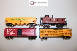 Rivarossi 4 Teiliges USA Boxcar und Güterwagen Set DC H0 OVP