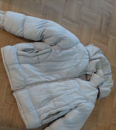 Winterjacke weiss mit Kapuze gesteppt gebraucht